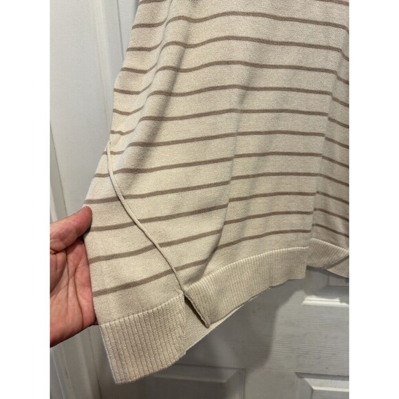 Garnet Hill 100% Pima Cotton Boxy Striped Sweater Lightweight Oversized Large - Picture 3 of 8